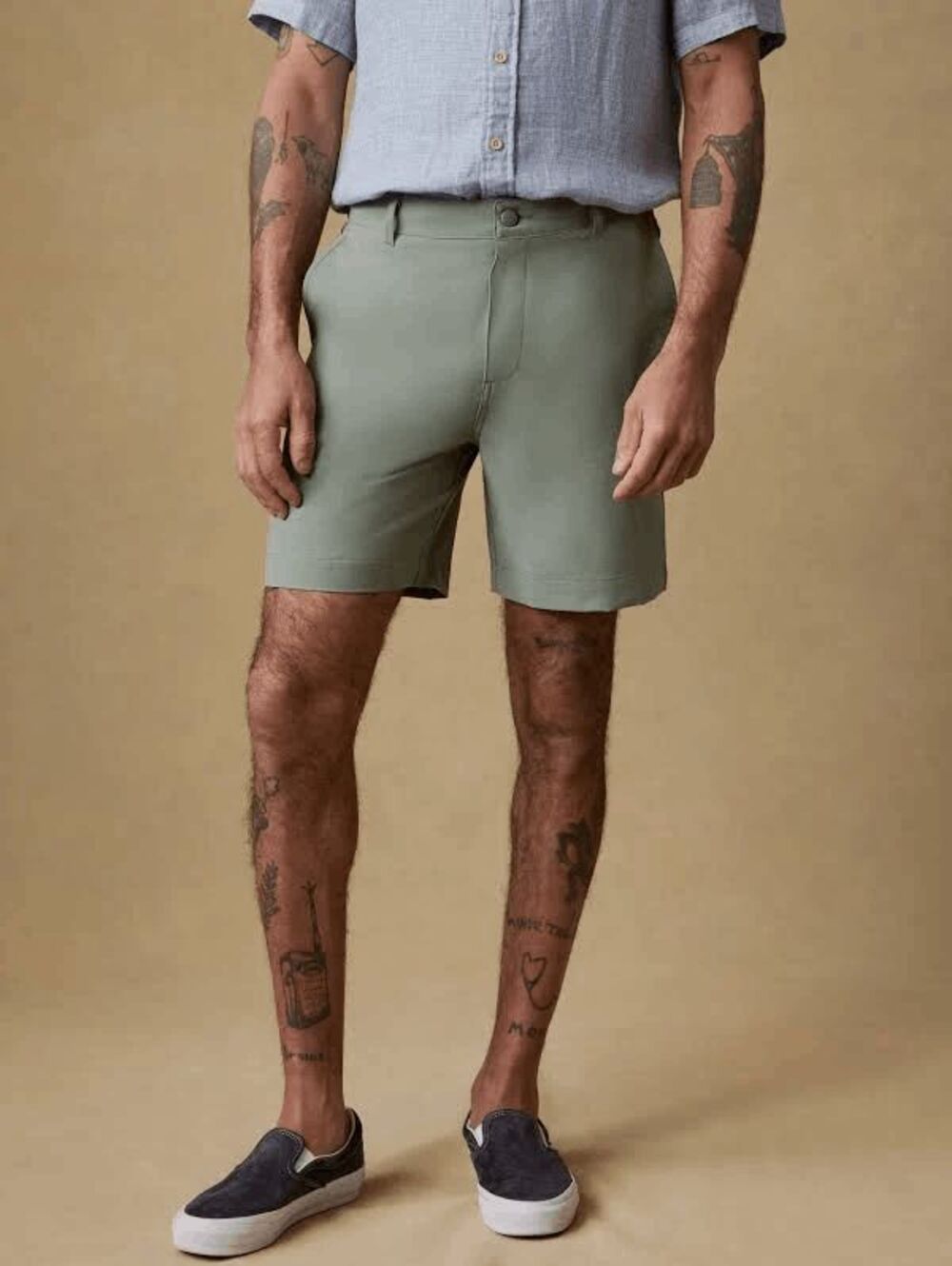 Faherty Brand Trail Olive Green All Day Flat Front Chino Shorts Men's Size 32